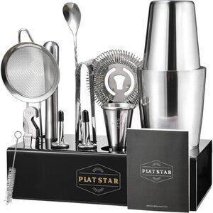 Cocktail Shaker Bartender Kit Bar Tools Set with Stand for Home Drink Mixing